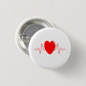 Ontwerp met hartslag ronde button 3,2 cm (Voorkant /achterkant)