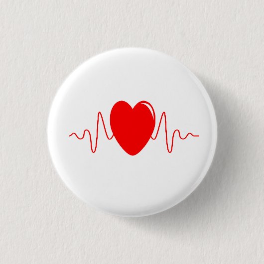 Ontwerp met hartslag ronde button 3,2 cm (Voorkant)