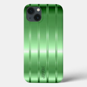 Ontwerp met Hi Tech Metallic Green Stripes iPhone 13 Hoesje