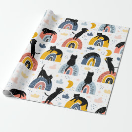 Ontwerp met kat en regenboogpatroon cadeaupapier