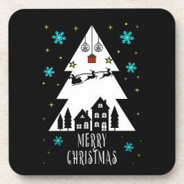 Ontwerp met kerstboomstructuur met een donkere kle bier onderzetter