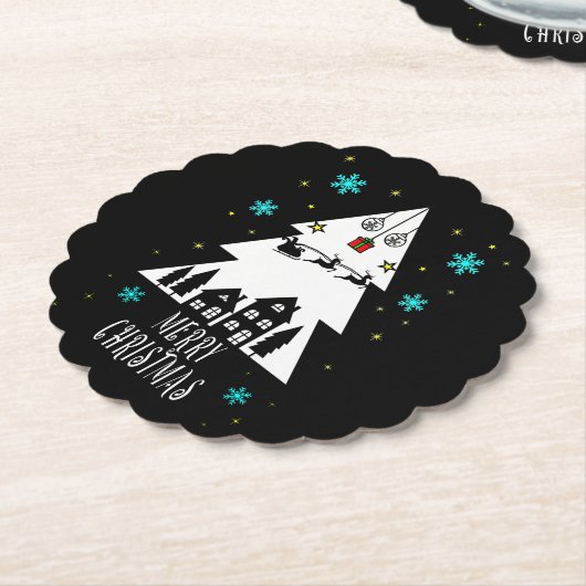 Ontwerp met kerstboomstructuur met een donkere kle kartonnen onderzetters (Gekanteld)