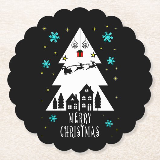 Ontwerp met kerstboomstructuur met een donkere kle kartonnen onderzetters (Voorkant)