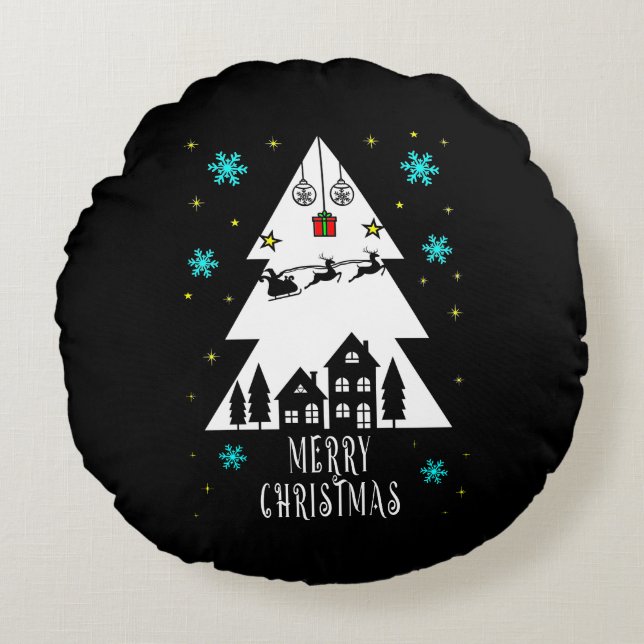 Ontwerp met kerstboomstructuur met een donkere kle rond kussen (Voorkant)