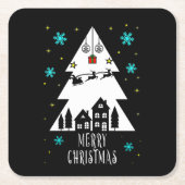 Ontwerp met kerstboomstructuur met slee kartonnen onderzetters (Voorkant)