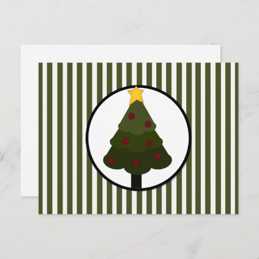 Ontwerp met kerstboomstructuur voor groene strepen feestdagenkaart (Voorkant / Achterkant)