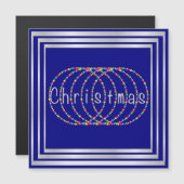 Ontwerp met kerstlampjes op blauw met zilver (Voorkant / Achterkant)