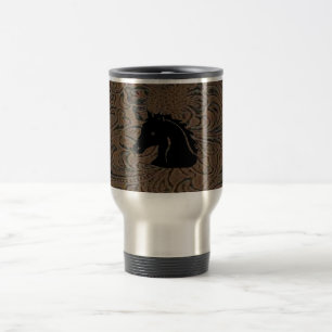 Ontwerp met lederen gereedschap W/Paardenkop Reizi Reisbeker