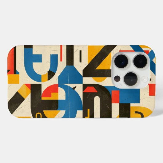 Ontwerp met letters in rood, blauw en oker Case-Mate iPhone case (Achterkant (horizontaal))