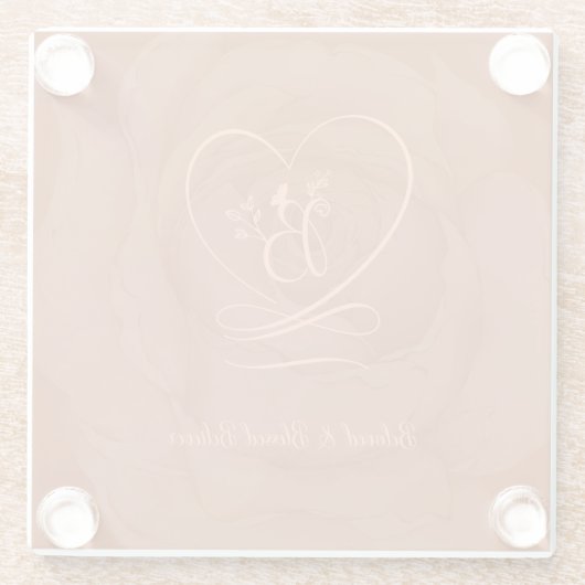 Ontwerp met liefdesbrief (cinnamon) glazen onderzetter (Achterkant)