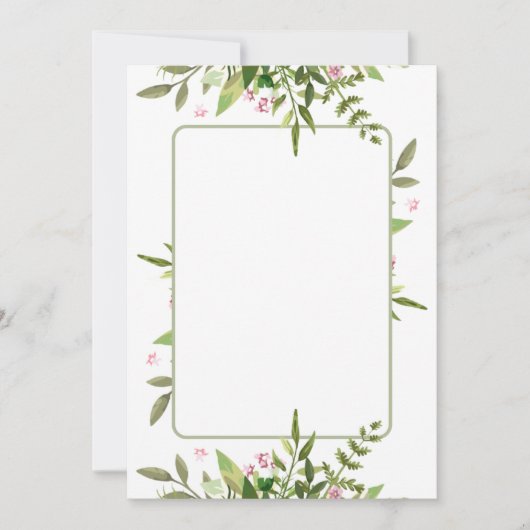 Ontwerp met olijfgroen blad spray roze bloemen kaart (Voorkant)