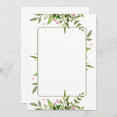 Ontwerp met olijfgroen blad spray roze bloemen kaart (Voorkant / Achterkant)