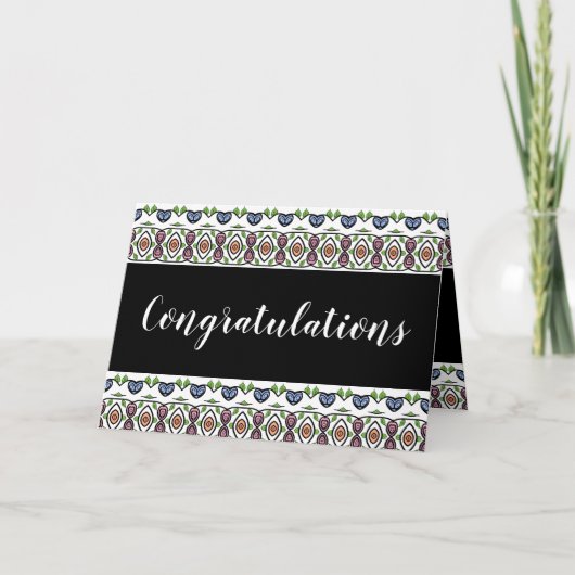 Ontwerp met patroon op zwart feestdagen kaart (Voorkant)