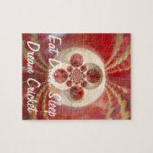 Ontwerp met rode cricketballen legpuzzel (Horizontaal)