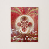 Ontwerp met rode cricketballen legpuzzel (Verticaal)