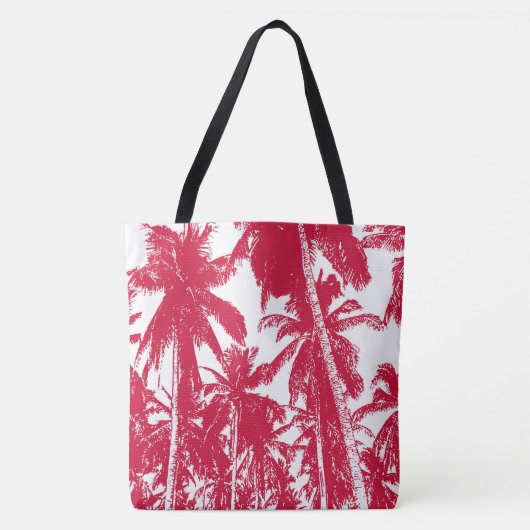 Ontwerp met rode en witte palmbomen tote bag (Voorkant)