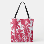 Ontwerp met rode en witte palmbomen tote bag (Achterkant)