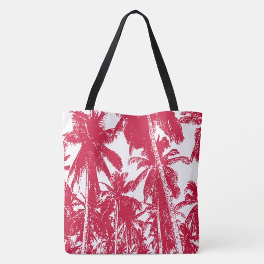 Ontwerp met rode en witte palmbomen tote bag (Achterkant)