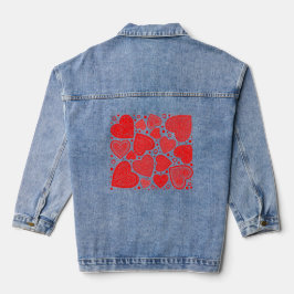 Ontwerp met rode harten denim jacket