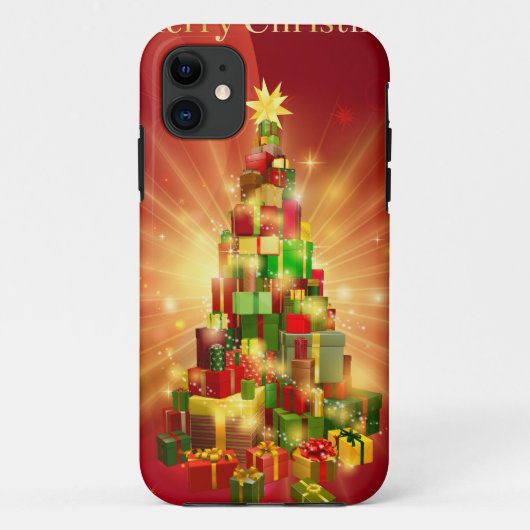 Ontwerp met rode kerstcadeauboom Case-Mate iPhone case (Achterkant)