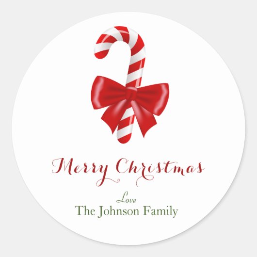 Ontwerp met rode kerstsnoer ronde sticker (Voorkant)