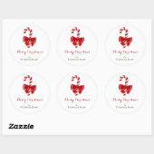 Ontwerp met rode kerstsnoer ronde sticker (Vel)