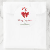 Ontwerp met rode kerstsnoer ronde sticker (Tas)