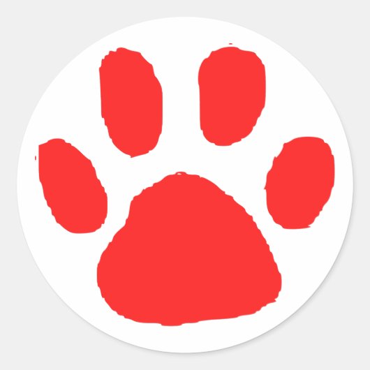 Ontwerp met rode pawprint (paw print) ronde sticker (Voorkant)