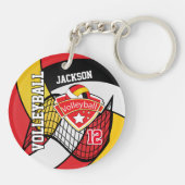 Ontwerp met rode, zwarte, gouden en witte volleyba sleutelhanger (Achterkant)