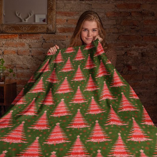 Ontwerp met rood groen kerstboompatroon fleece deken