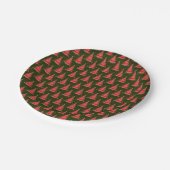 Ontwerp met rood groen kerstboompatroon papieren bordje (Gekanteld)
