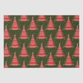 Ontwerp met rood groen kerstboompatroon tissuepapier