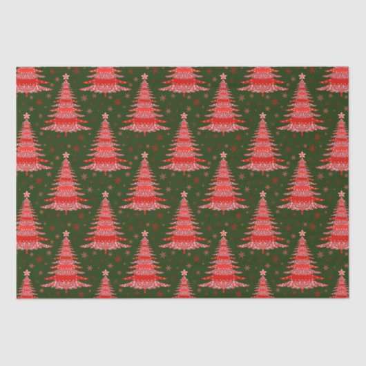 Ontwerp met rood groen kerstboompatroon tissuepapier (Voorkant)