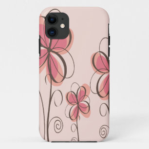 Ontwerp met roze en bruine doodle Flowers Case-Mate iPhone Case