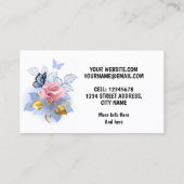Ontwerp met roze rozen visitekaartje (Achterkant)