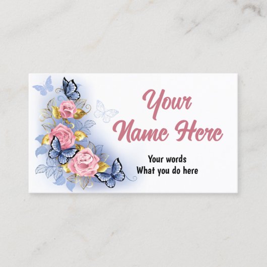 Ontwerp met roze rozen visitekaartje (Voorkant)