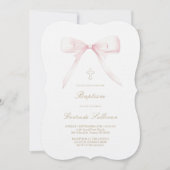 ontwerp met roze strik | doop kaart (Voorkant)