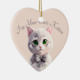 Ontwerp met schattig grijs kitten keramisch ornament