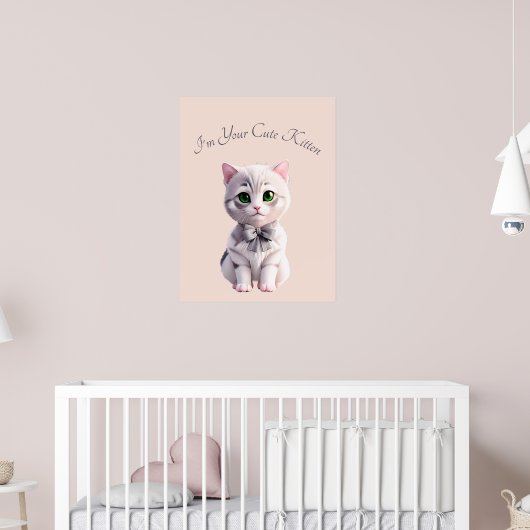 Ontwerp met schattig grijs kitten poster (Kinderkamer 2)