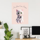 Ontwerp met schattig grijs kitten poster (Thuiskantoor)