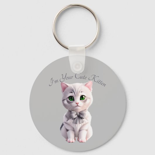 Ontwerp met schattig grijs kitten sleutelhanger (Voorkant)