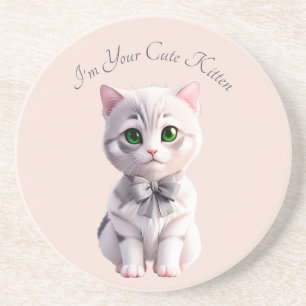 Ontwerp met schattig grijs kitten zandsteen onderzetter