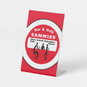 Ontwerp met staaf- en grilrode staaf reclamebord met voetstuk (Voorkant)