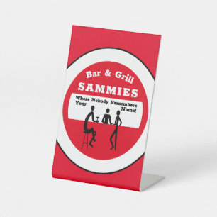 Ontwerp met staaf- en grilrode staaf reclamebord met voetstuk