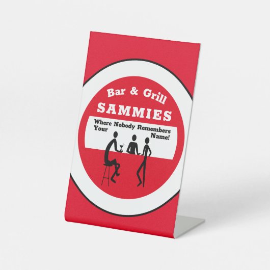 Ontwerp met staaf- en grilrode staaf reclamebord met voetstuk (Voorkant)