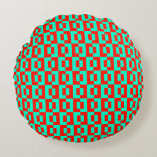 Ontwerp met turquoise&Red Tiles op ronde Sofa-kuss Rond Kussen