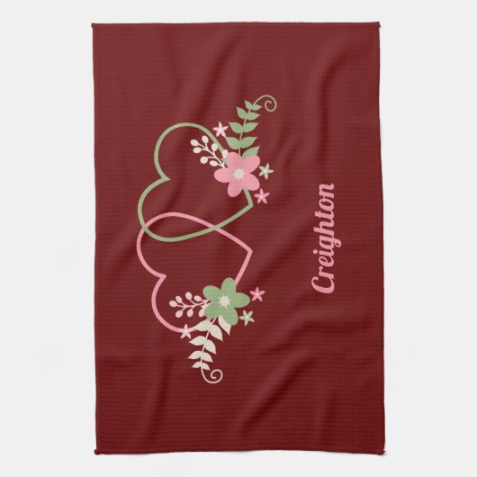 Ontwerp met twee harten theedoek (Verticaal)