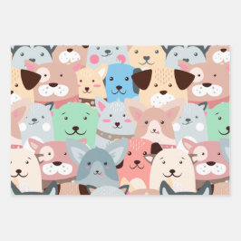 Ontwerp met veel kleurrijke honden inpakpapier vel