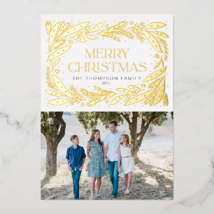 Ontwerp met vrolijk kerstcadeau voor lijst folie feestdagenkaart