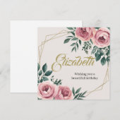 Ontwerp met waterverf en gouden accenten feestdagenkaart (Voorkant / Achterkant)